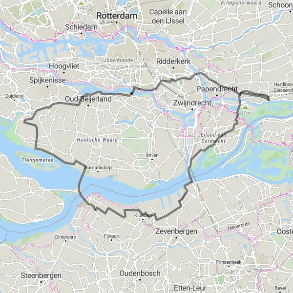 Miniatuurkaart van de fietsinspiratie "Fietsroute naar Sliedrecht" in Zuid-Holland, Netherlands. Gemaakt door de Tarmacs.app fietsrouteplanner