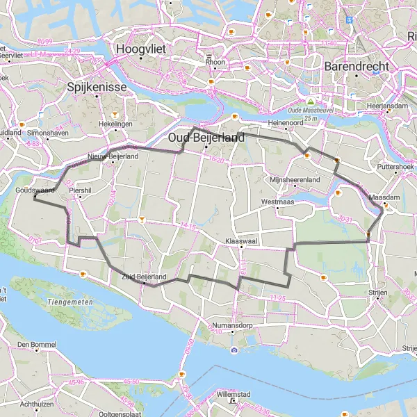 Map miniature of "The Great Zuid-Holland Loop" cycling inspiration in Zuid-Holland, Netherlands. Generated by Tarmacs.app cycling route planner
