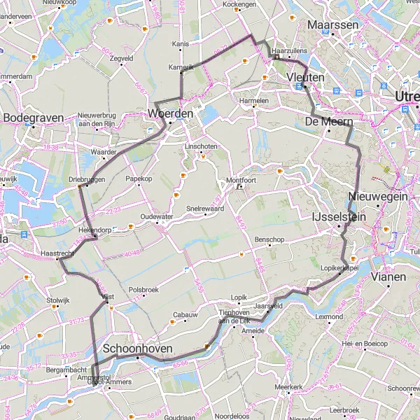 Map miniature of "The Ammers Elegance" cycling inspiration in Zuid-Holland, Netherlands. Generated by Tarmacs.app cycling route planner