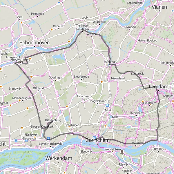 Map miniature of "The Riverside Discovery" cycling inspiration in Zuid-Holland, Netherlands. Generated by Tarmacs.app cycling route planner