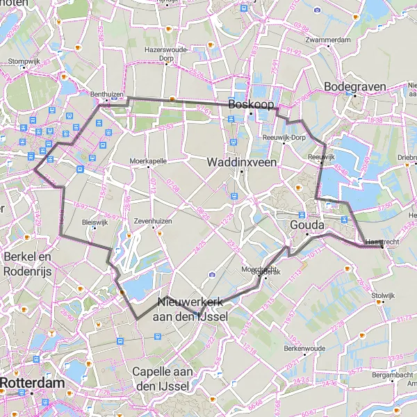 Map miniature of "Gouda - Reeuwijk - Boskoop Loop" cycling inspiration in Zuid-Holland, Netherlands. Generated by Tarmacs.app cycling route planner