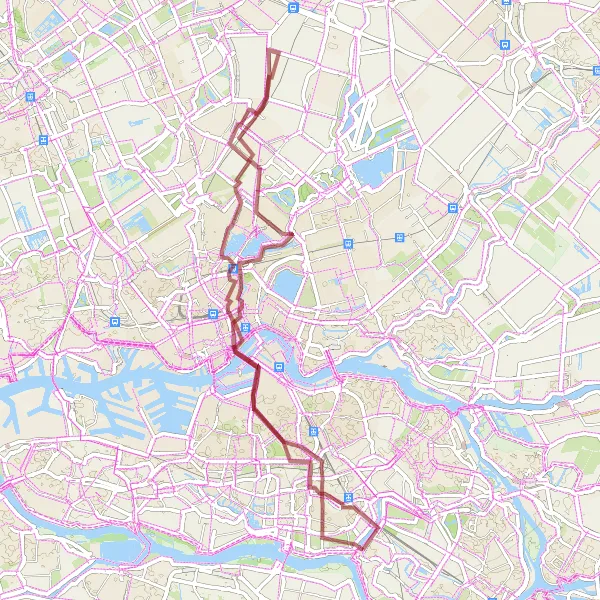 Miniatuurkaart van de fietsinspiratie "Gravelavontuur naar Kids Marina en Berkelen Rodenrijs" in Zuid-Holland, Netherlands. Gemaakt door de Tarmacs.app fietsrouteplanner