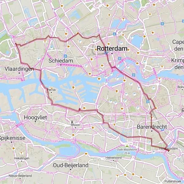 Miniatuurkaart van de fietsinspiratie "Gravelroute langs Oude Maasheuvel en Piekstraat" in Zuid-Holland, Netherlands. Gemaakt door de Tarmacs.app fietsrouteplanner