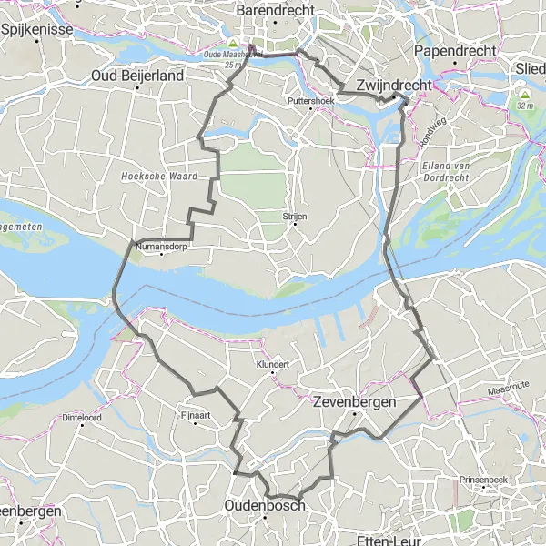 Miniatuurkaart van de fietsinspiratie "Roadtrip naar Grote Kerkstoren en Bruggenhoofd Barendrechtse Brug" in Zuid-Holland, Netherlands. Gemaakt door de Tarmacs.app fietsrouteplanner