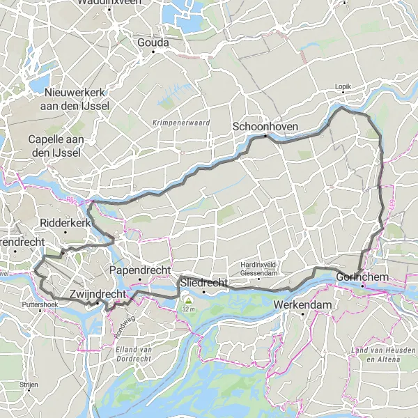 Map miniature of "Nature Paradise Route" cycling inspiration in Zuid-Holland, Netherlands. Generated by Tarmacs.app cycling route planner