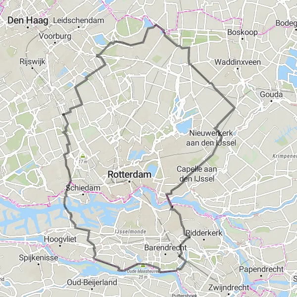 Map miniature of "Holland Heritage Route" cycling inspiration in Zuid-Holland, Netherlands. Generated by Tarmacs.app cycling route planner
