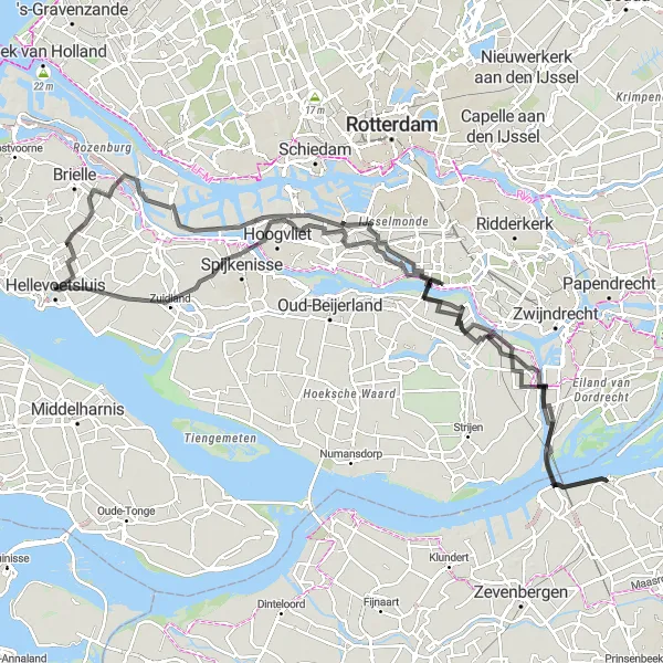 Map miniature of "Historical Landmarks and Natural Beauty" cycling inspiration in Zuid-Holland, Netherlands. Generated by Tarmacs.app cycling route planner