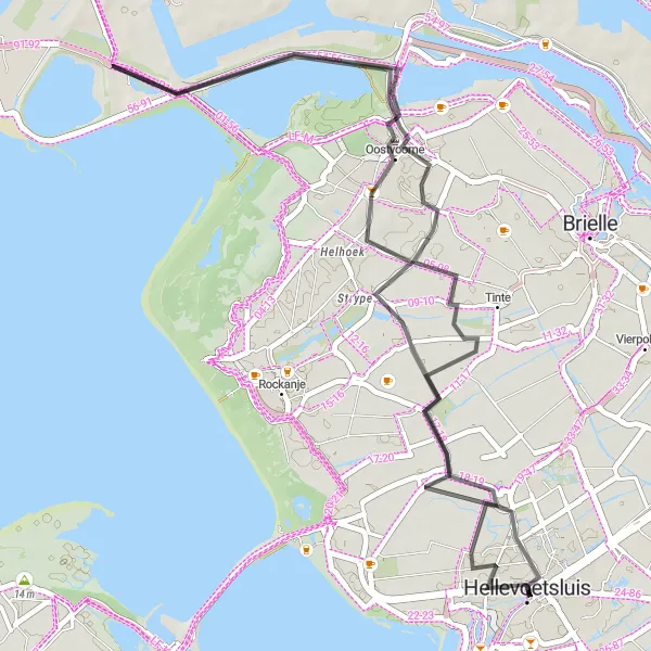 Map miniature of "Nature and Coastal Exploration" cycling inspiration in Zuid-Holland, Netherlands. Generated by Tarmacs.app cycling route planner