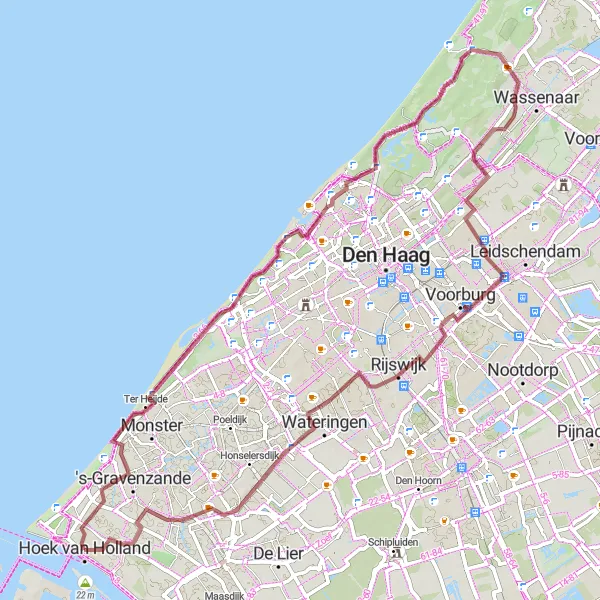 Map miniature of "Dunes and Nature Exploration" cycling inspiration in Zuid-Holland, Netherlands. Generated by Tarmacs.app cycling route planner