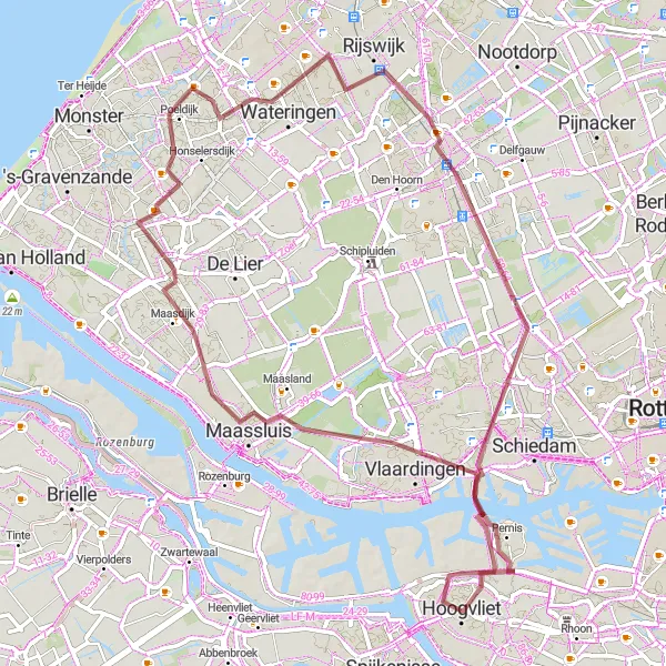 Map miniature of "Vlaardingen and Delft Adventure" cycling inspiration in Zuid-Holland, Netherlands. Generated by Tarmacs.app cycling route planner