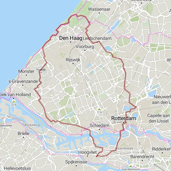 Miniatuurkaart van de fietsinspiratie "Duinen en Kustlijn Tocht" in Zuid-Holland, Netherlands. Gemaakt door de Tarmacs.app fietsrouteplanner