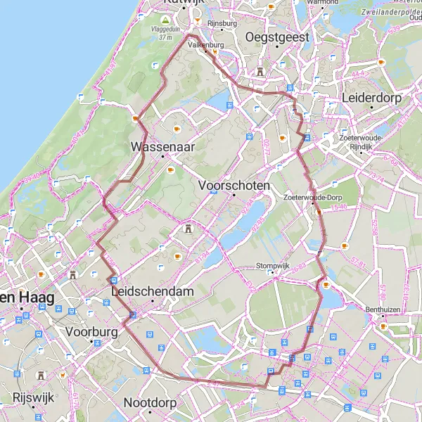 Miniatuurkaart van de fietsinspiratie "Gravelroute naar Aqua Shute en Theekoepel" in Zuid-Holland, Netherlands. Gemaakt door de Tarmacs.app fietsrouteplanner