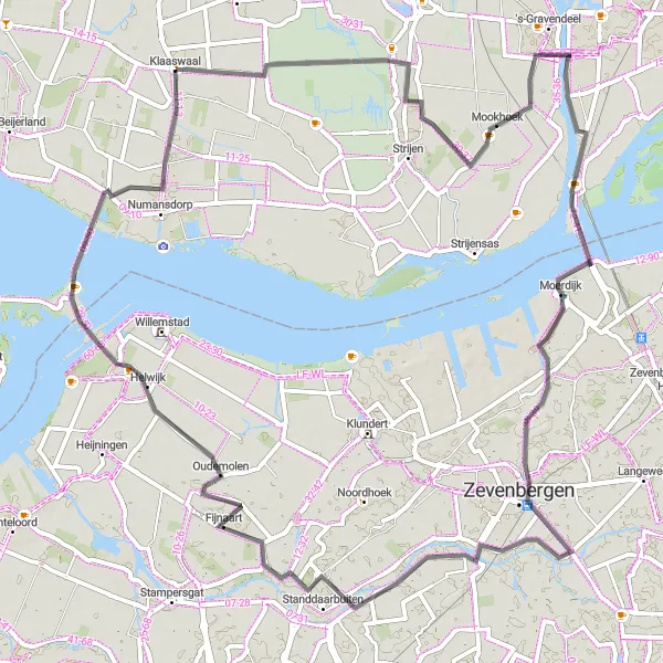 Miniatuurkaart van de fietsinspiratie "Fietsroute rondom Klaaswaal en Molenberg" in Zuid-Holland, Netherlands. Gemaakt door de Tarmacs.app fietsrouteplanner