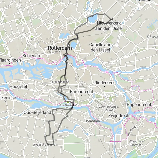 Map miniature of "Scenic Oude Maasheuvel Adventure" cycling inspiration in Zuid-Holland, Netherlands. Generated by Tarmacs.app cycling route planner