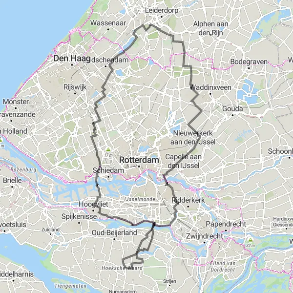 Map miniature of "Haagoord Round Trip" cycling inspiration in Zuid-Holland, Netherlands. Generated by Tarmacs.app cycling route planner