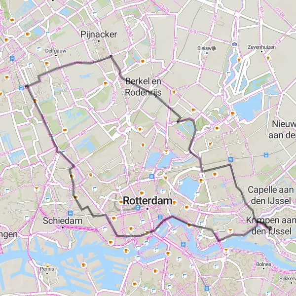 Miniatuurkaart van de fietsinspiratie "Ontdekkingstocht door de historische steden van Zuid-Holland" in Zuid-Holland, Netherlands. Gemaakt door de Tarmacs.app fietsrouteplanner