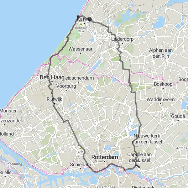 Miniatuurkaart van de fietsinspiratie "Route langs de Maas en historische steden" in Zuid-Holland, Netherlands. Gemaakt door de Tarmacs.app fietsrouteplanner