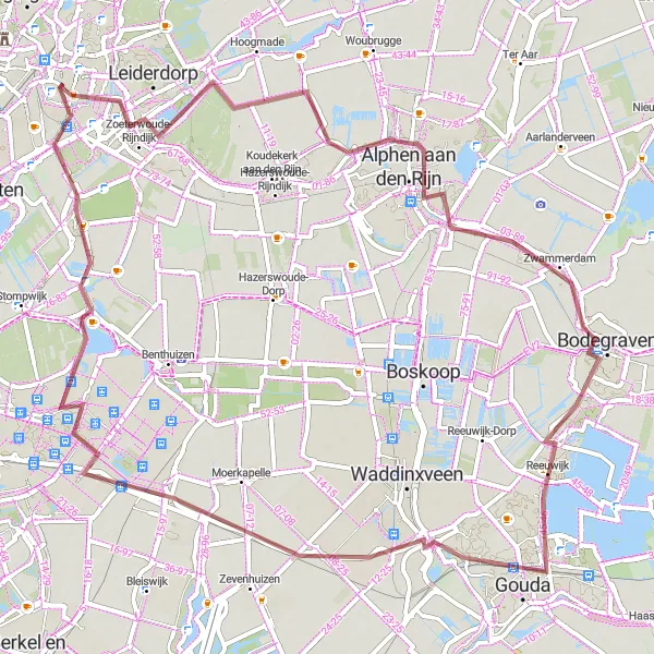 Map miniature of "Gravel Exploration Ride" cycling inspiration in Zuid-Holland, Netherlands. Generated by Tarmacs.app cycling route planner