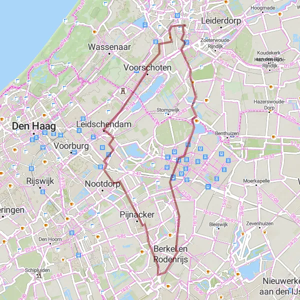 Map miniature of "Discovering Countryside on Gravel" cycling inspiration in Zuid-Holland, Netherlands. Generated by Tarmacs.app cycling route planner
