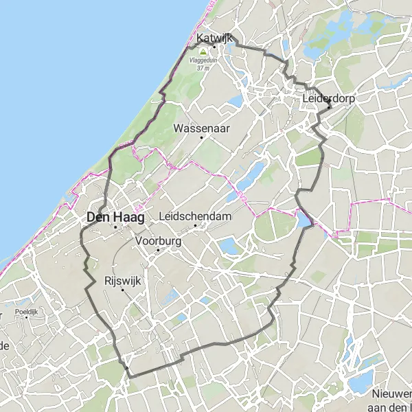 Miniatuurkaart van de fietsinspiratie "Route langs Weipoort en Hodenpijl" in Zuid-Holland, Netherlands. Gemaakt door de Tarmacs.app fietsrouteplanner