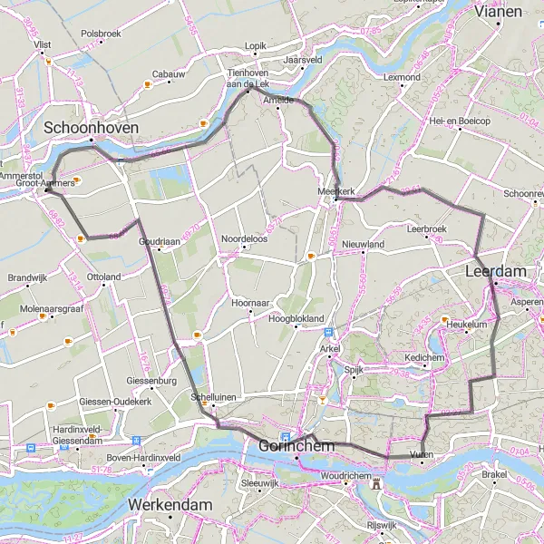 Miniatuurkaart van de fietsinspiratie "Molens en Kastelen Fietsroute" in Zuid-Holland, Netherlands. Gemaakt door de Tarmacs.app fietsrouteplanner