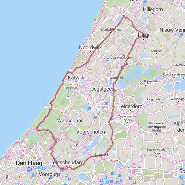 Map miniature of "The Gravel Adventure" cycling inspiration in Zuid-Holland, Netherlands. Generated by Tarmacs.app cycling route planner