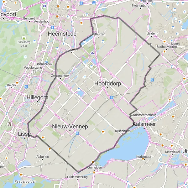 Map miniature of "The Beinsdorp Loop" cycling inspiration in Zuid-Holland, Netherlands. Generated by Tarmacs.app cycling route planner