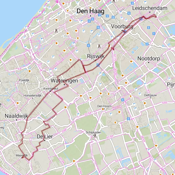 Miniatuurkaart van de fietsinspiratie "Gravelroute rond Maasdijk" in Zuid-Holland, Netherlands. Gemaakt door de Tarmacs.app fietsrouteplanner