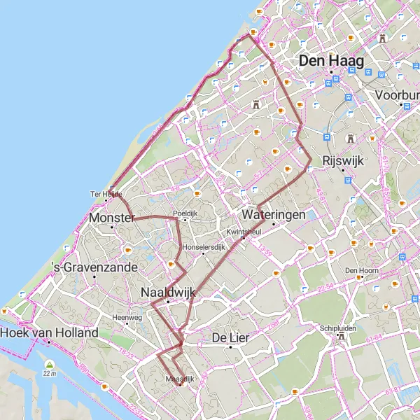 Map miniature of "Naaldwijk Gravel Loop" cycling inspiration in Zuid-Holland, Netherlands. Generated by Tarmacs.app cycling route planner