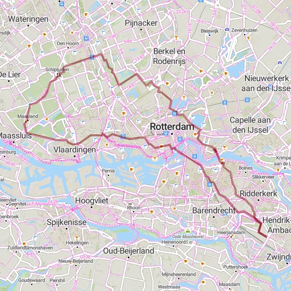 Map miniature of "Gravel Paths and Scenic Landscapes" cycling inspiration in Zuid-Holland, Netherlands. Generated by Tarmacs.app cycling route planner
