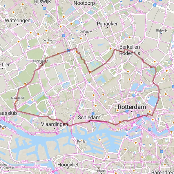 Map miniature of "Rural Delights and Natural Oasis" cycling inspiration in Zuid-Holland, Netherlands. Generated by Tarmacs.app cycling route planner