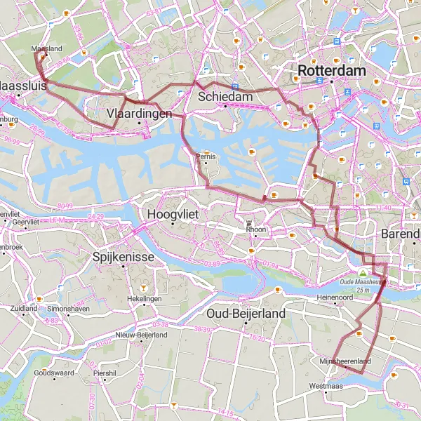 Miniatuurkaart van de fietsinspiratie "Maasland en omgeving Gravel Route" in Zuid-Holland, Netherlands. Gemaakt door de Tarmacs.app fietsrouteplanner