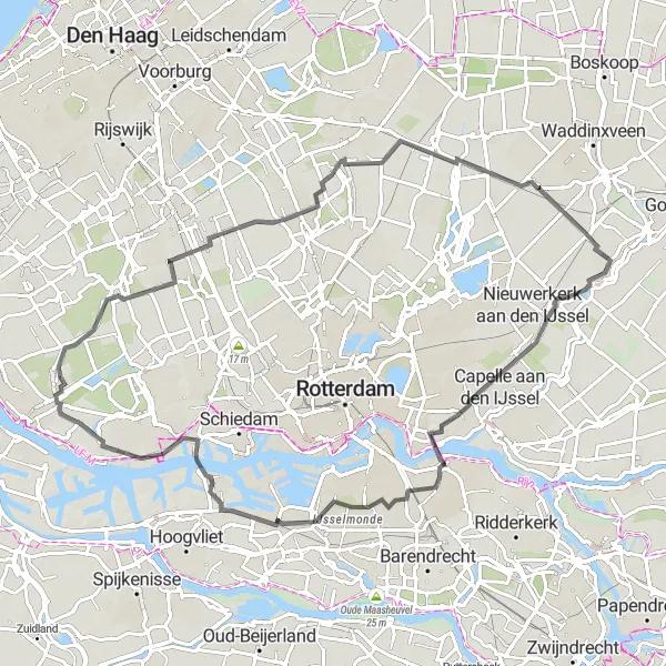 Map miniature of "Scenic Road Cycling Route through Abtswoude and Zuidbuurt" cycling inspiration in Zuid-Holland, Netherlands. Generated by Tarmacs.app cycling route planner