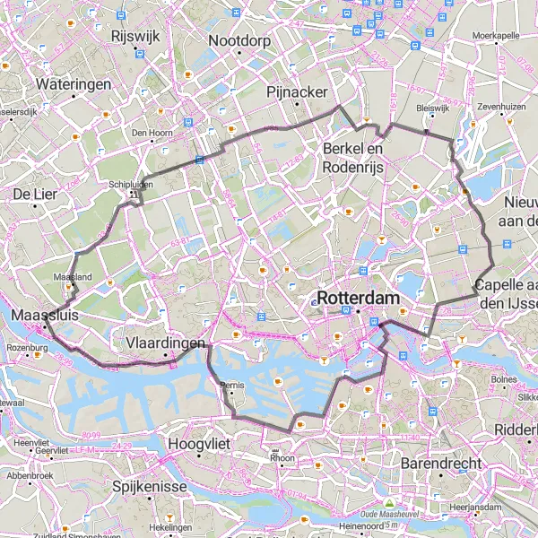 Miniatuurkaart van de fietsinspiratie "Verkenning van Maassluis naar Zeillogger V92 Balder" in Zuid-Holland, Netherlands. Gemaakt door de Tarmacs.app fietsrouteplanner