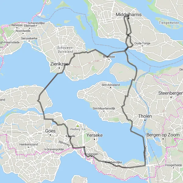 Map miniature of "Poortvliet Adventure" cycling inspiration in Zuid-Holland, Netherlands. Generated by Tarmacs.app cycling route planner