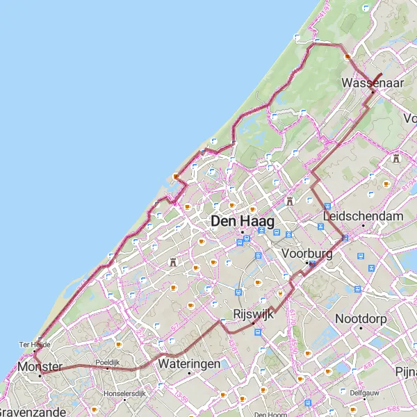 Miniatuurkaart van de fietsinspiratie "Gravelroute door Monster en omgeving" in Zuid-Holland, Netherlands. Gemaakt door de Tarmacs.app fietsrouteplanner