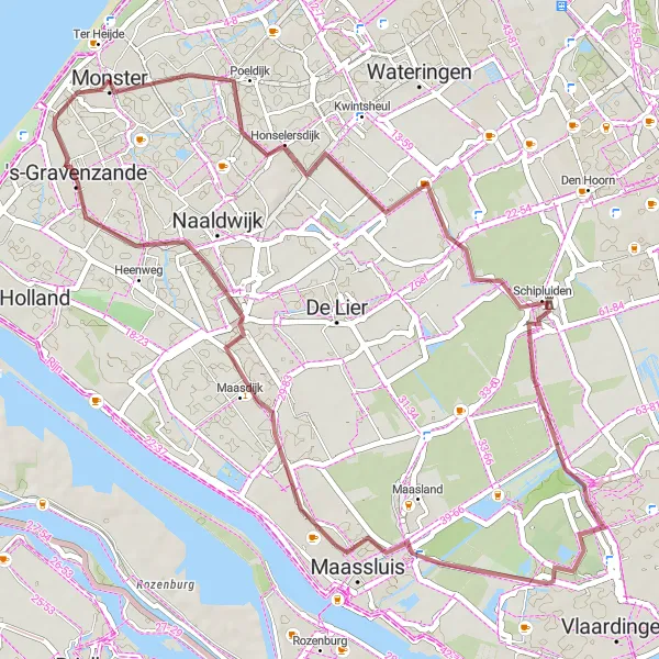 Map miniature of "Monster to Schipluiden Gravel Route" cycling inspiration in Zuid-Holland, Netherlands. Generated by Tarmacs.app cycling route planner