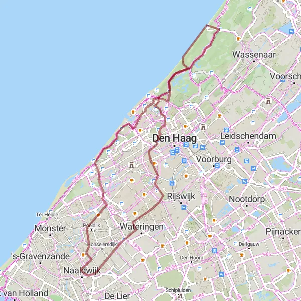 Map miniature of "Discovering Naaldwijk and Beyond" cycling inspiration in Zuid-Holland, Netherlands. Generated by Tarmacs.app cycling route planner