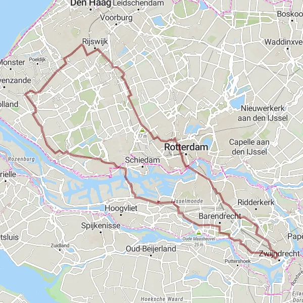 Map miniature of "Naaldwijk Gravel Challenge" cycling inspiration in Zuid-Holland, Netherlands. Generated by Tarmacs.app cycling route planner