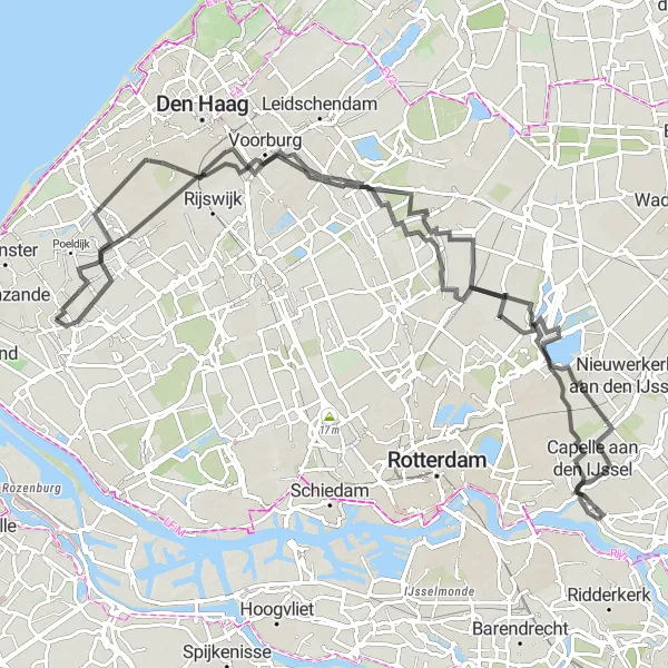 Map miniature of "Honselersdijk and Beyond" cycling inspiration in Zuid-Holland, Netherlands. Generated by Tarmacs.app cycling route planner