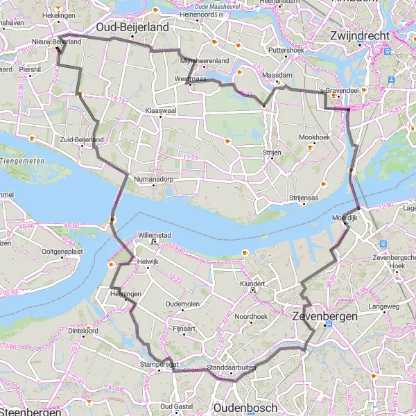 Miniatuurkaart van de fietsinspiratie "Historische route door Zuid-Holland" in Zuid-Holland, Netherlands. Gemaakt door de Tarmacs.app fietsrouteplanner