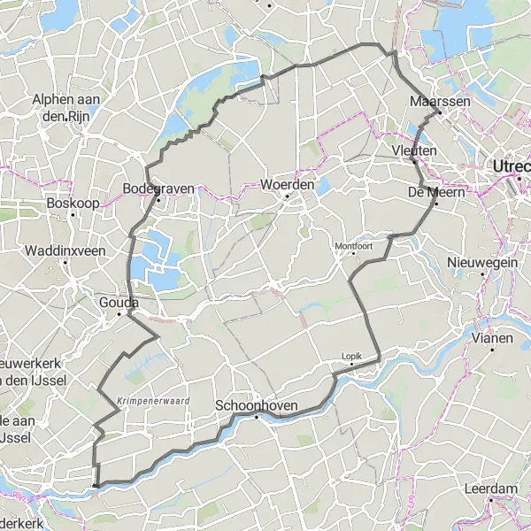 Miniatuurkaart van de fietsinspiratie "Ontdek het groene hart van Nederland per fiets" in Zuid-Holland, Netherlands. Gemaakt door de Tarmacs.app fietsrouteplanner