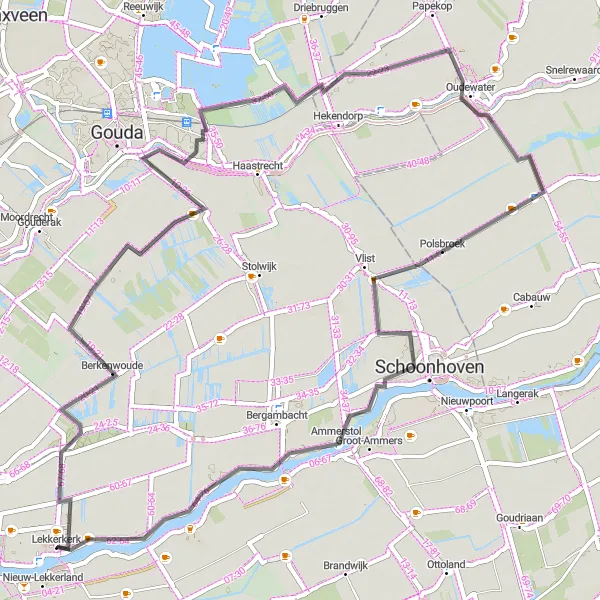 Miniatuurkaart van de fietsinspiratie "Schilderachtige fietsroute langs de rivieren" in Zuid-Holland, Netherlands. Gemaakt door de Tarmacs.app fietsrouteplanner
