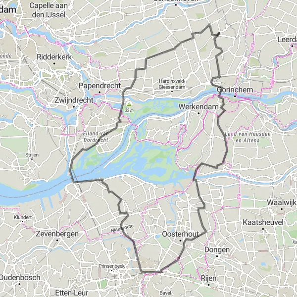 Miniatuurkaart van de fietsinspiratie "Rondrit langs Terheijden en Lage Zwaluwe" in Zuid-Holland, Netherlands. Gemaakt door de Tarmacs.app fietsrouteplanner