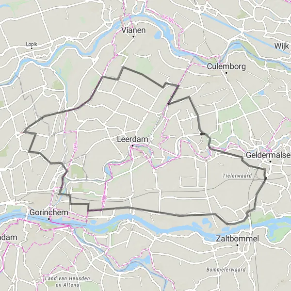 Miniatuurkaart van de fietsinspiratie "Molens en Forten Route" in Zuid-Holland, Netherlands. Gemaakt door de Tarmacs.app fietsrouteplanner