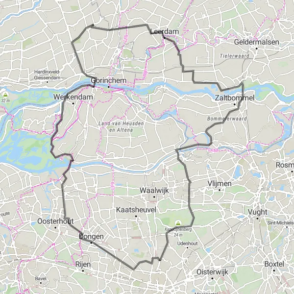 Miniatuurkaart van de fietsinspiratie "Leerdam en Elshout ontdekken op de fiets" in Zuid-Holland, Netherlands. Gemaakt door de Tarmacs.app fietsrouteplanner