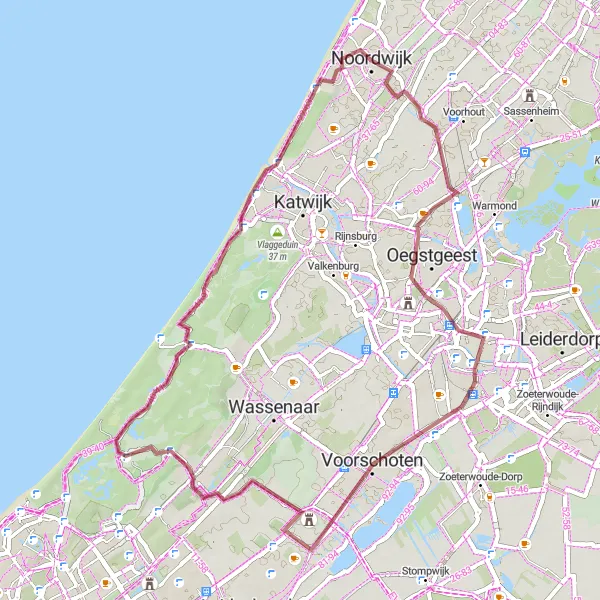 Map miniature of "Trail of Cultural Heritage" cycling inspiration in Zuid-Holland, Netherlands. Generated by Tarmacs.app cycling route planner