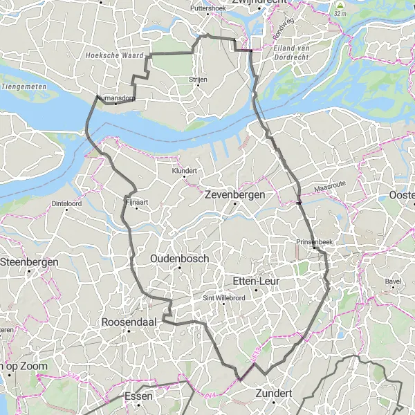 Miniatuurkaart van de fietsinspiratie "Historische Dorpen Route" in Zuid-Holland, Netherlands. Gemaakt door de Tarmacs.app fietsrouteplanner