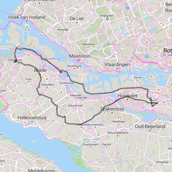 Map miniature of "Natural Beauty and Historical Landmarks" cycling inspiration in Zuid-Holland, Netherlands. Generated by Tarmacs.app cycling route planner