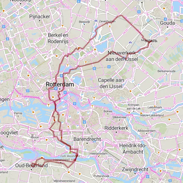 Map miniature of "Gravel Adventure" cycling inspiration in Zuid-Holland, Netherlands. Generated by Tarmacs.app cycling route planner